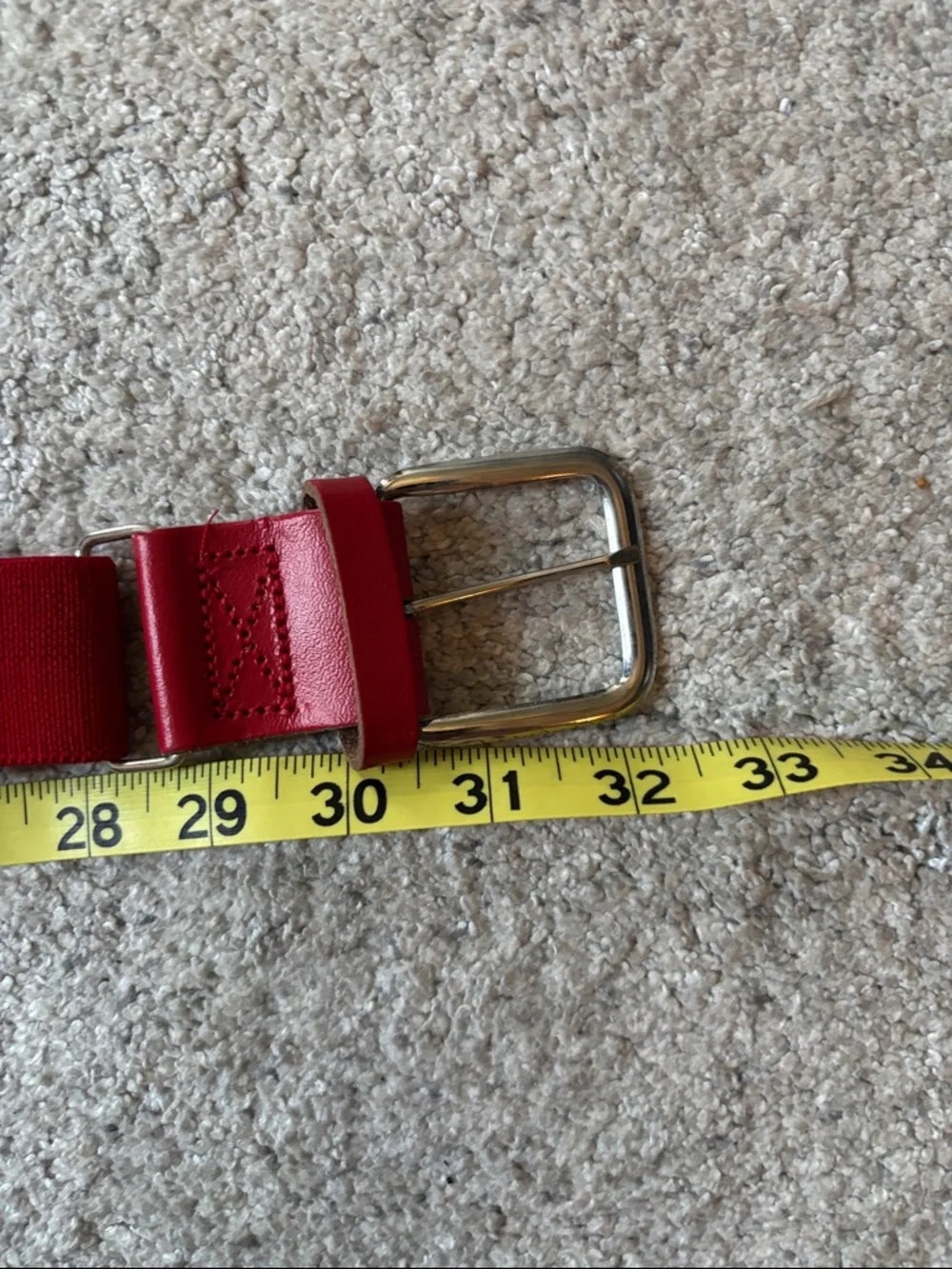 Red Youth Baseball Belt with Silver Buckle